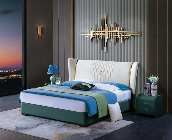 Bedroom bed bedside tables 3 piece set design luxury beds wood double bed new.