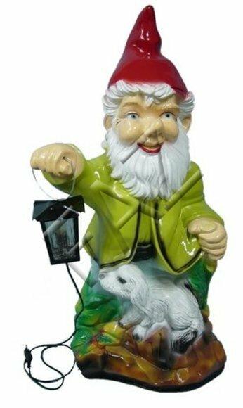 Lighting decor figure designed as a dwarf holding a lamp saying with a lamb 80cm