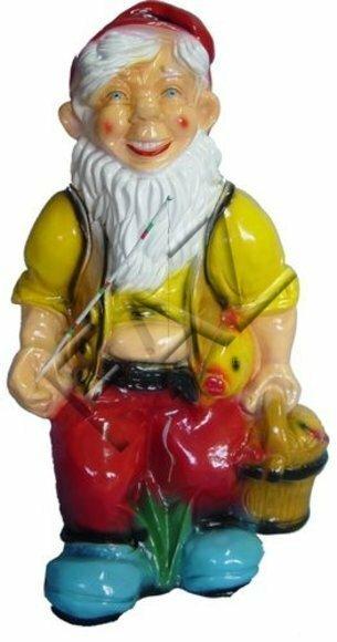 Decor figure designed as a garden dwarf holding a wooden watering can 73cm