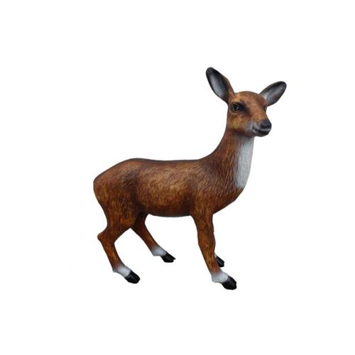 Decorative garden sculpture designed as original brown colored fawn figure 83cm height