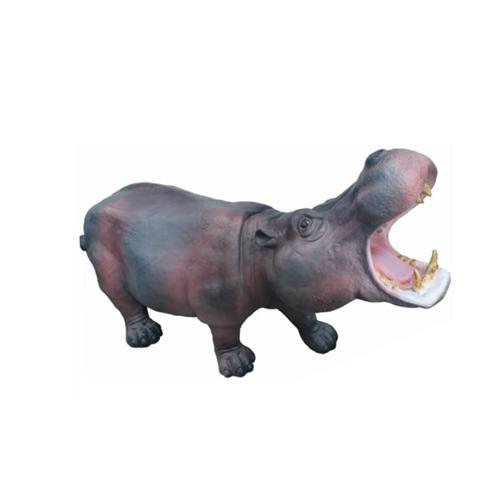 Decorative garden sculpture designed as original colored hippopotamus figure