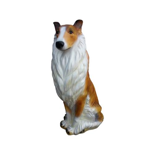 Decorative sculpture designed as rough collie dog figurine 90cm height