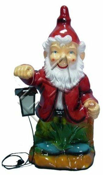 Decor lighting figure designed as a dwarf dressed in a red suit with a lamp 80cm