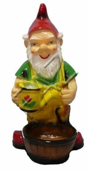 Decor figure designed as a dwarf gardener with a watering can & wooden bucket 75cm