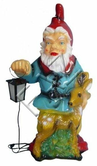 Lighting decor figure designed as a dwarf with lamp & lamb 91cm