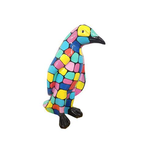 Decorative sculpture designed as gloss multi-colored penguin figure 90cm height