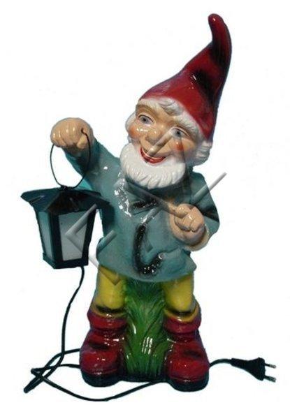 Decor lighting figure designed as a colorful dwarf with a lamp 49cm