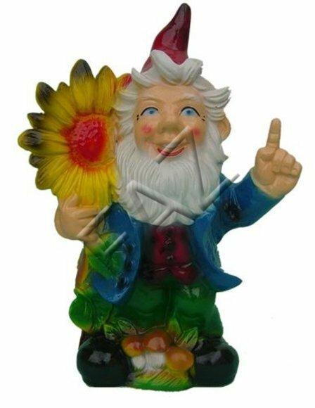 Decor garden figure designed as a dwarf with a sunflower 27cm