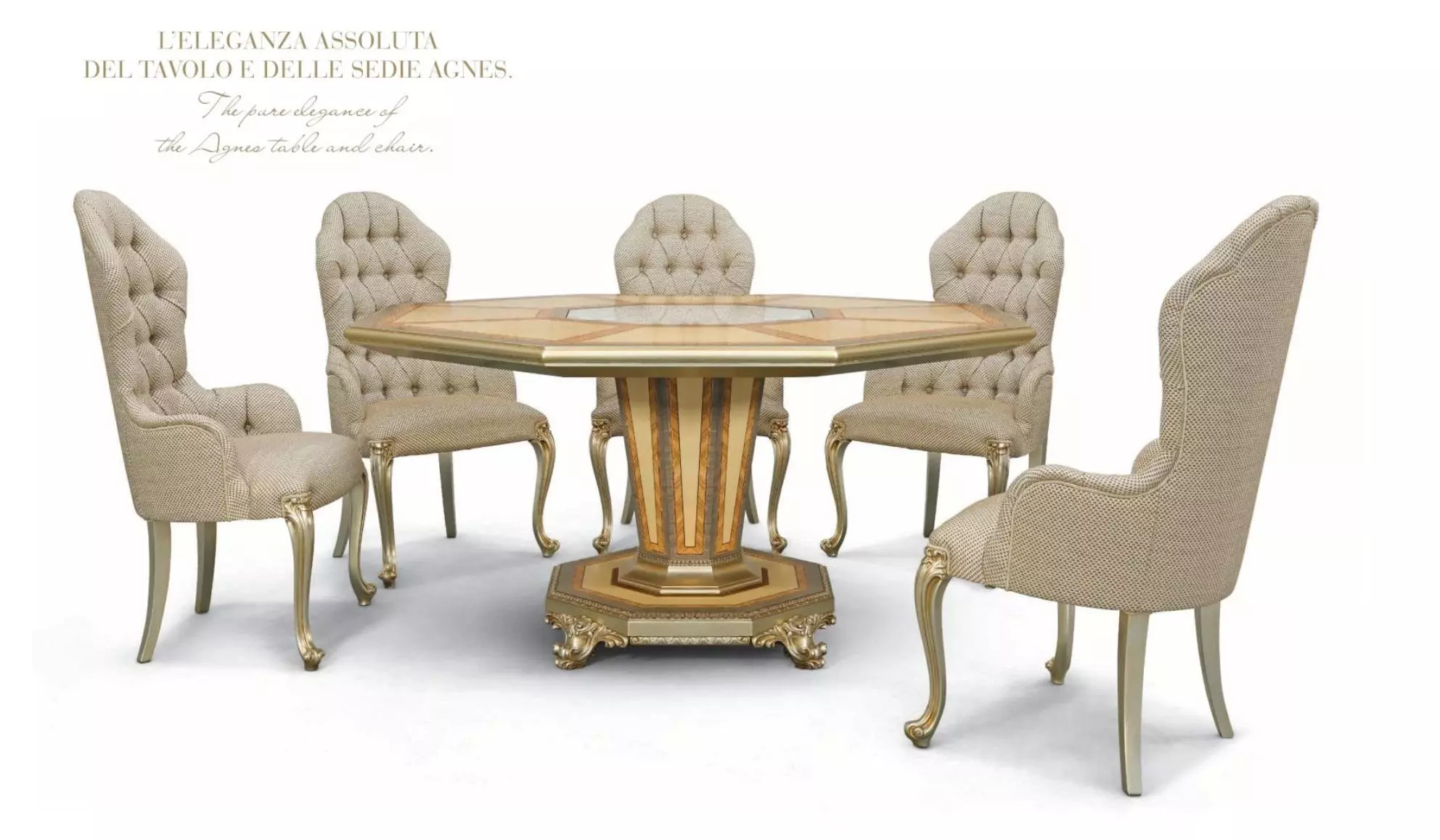 Set Dining Room Dining Table Chair Set 6pcs Beige