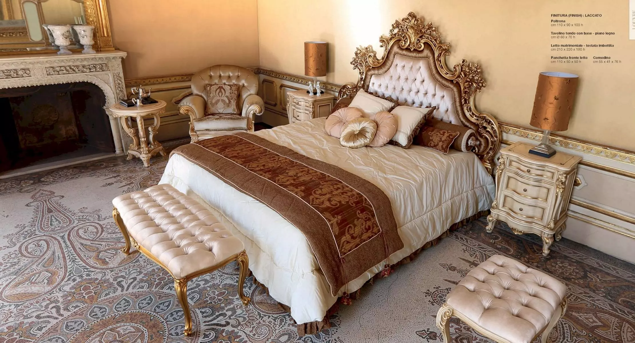 Luxury Stool Chesterfield Side Stool Gold Bedroom Fabric Beige