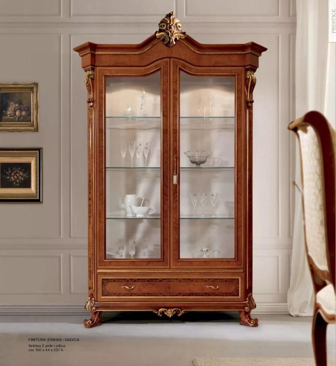 Display cabinet luxury cabinets wood living room furniture gold baroque