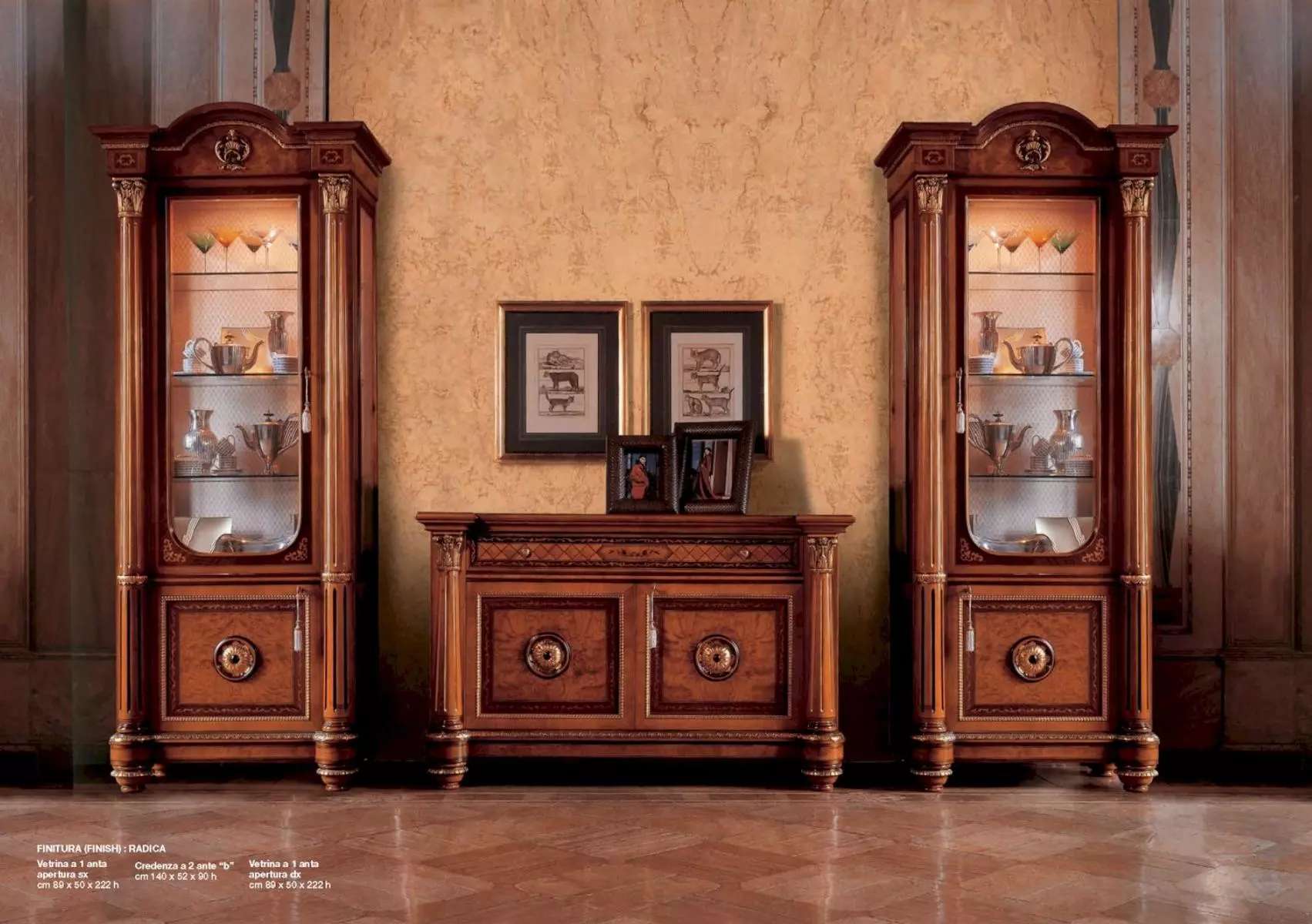 Display cabinet luxury cabinets wood living room furniture glass brown