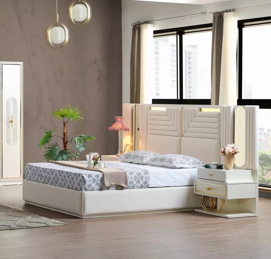 Modern bedroom set 3-piece bed + 2x bedside tables Design furniture