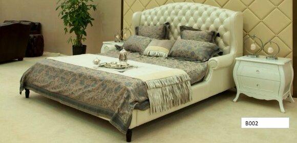 Modern style chesterfield design massive marriage double bed premium faux leather upholstered made of real wood frame with crystal stones model - NO.B002