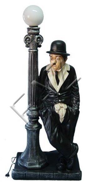 Deco light figure designed as an original colored charlie chaplin with a lamp 123x52cm