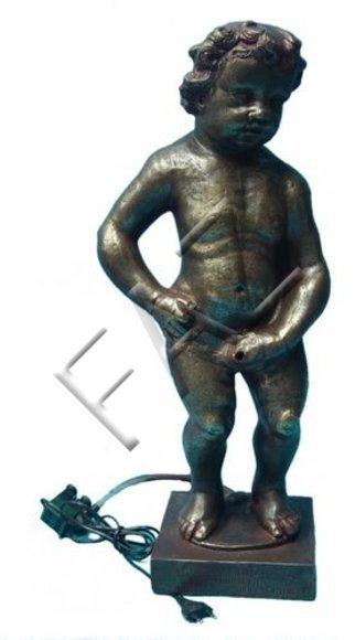 Decorative pond pump designed as a bronze colored naked boy figure 66cm