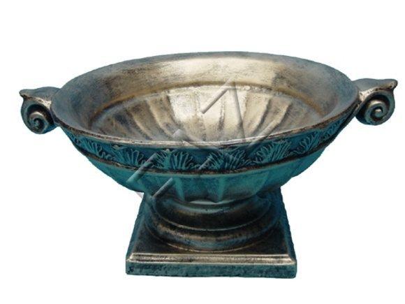 Antique style deco figure of a bronze round bowl vase with natural obsolescence imitation 23x52cm