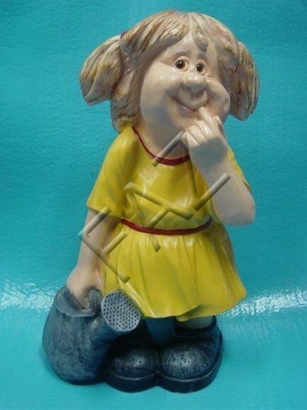 Decorative sculpture designed as little shy girl with a watering can 60cm b162