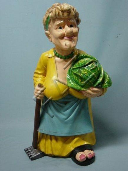 Decorative sculpture designed as granny with a cabbage 90cm