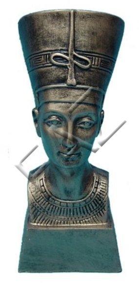 Bronze colored ancient egyptian deco figure of nefertiti bust 31cm