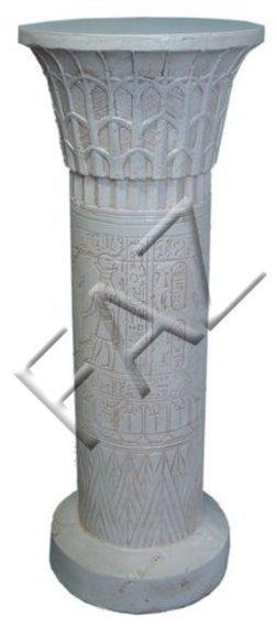 Full white colored decor figure designed as an ancient egyptian column with hieroglyphs 89cm