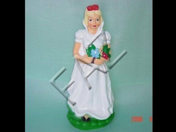 Snow White in white dress decorative sculpture holding flowers 50cm