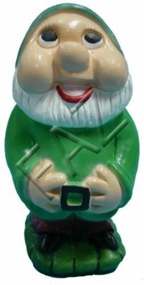 Decor figure designed as a green dressed fat dwarf 30cm