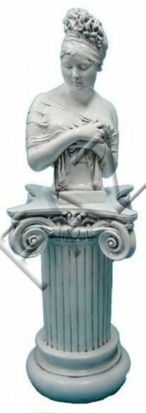 Antique style decor figure designed as a full white woman on a ionic column 50cm