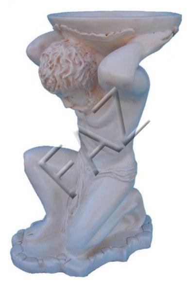 Antique style deco figure of a full white colored man holding a round bowl 71x48cm