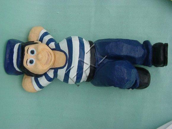 Original colored decor figure designed as a resting sailor 75cm