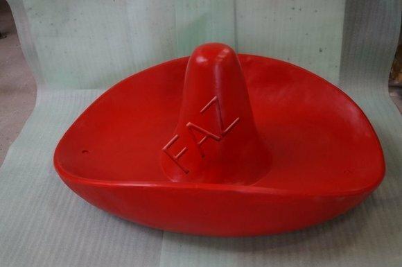 Full red colored decor figure designed as an original sombrero 70x100x135cm