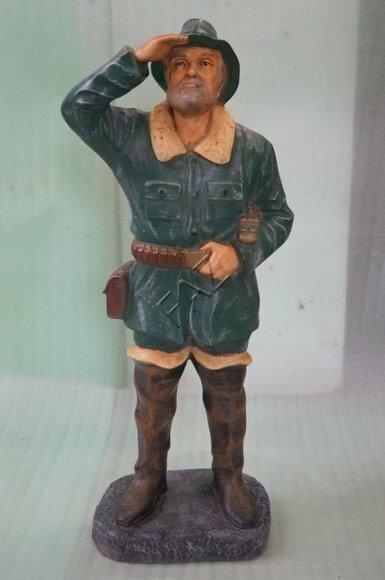 Decor sculpture designed as a standing man hunter looking far 83x35x40cm