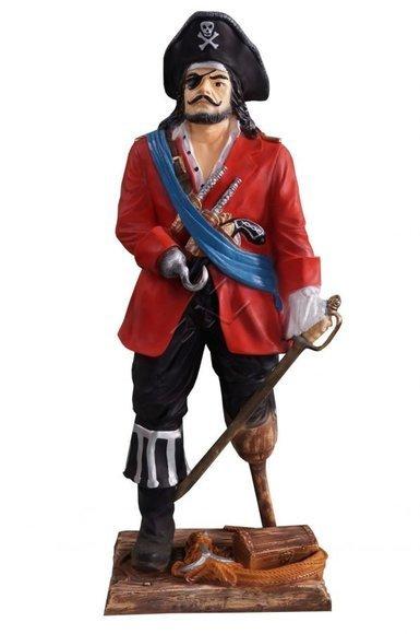 Decorative colorful sculpture designed as standing pirate 96x37cm B424