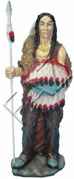 Red indian guardian with a spear & shield figure in an original colours 72cm