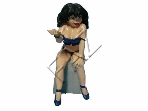 Semi-naked sexy decor figure designed as a sitting brunet girl 35cm