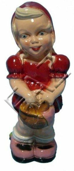 Decor figure designed as red hiding hood with a basket 38cm