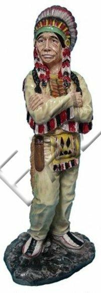 Red indian adult figure in a traditional suit standing on a stone 90cm