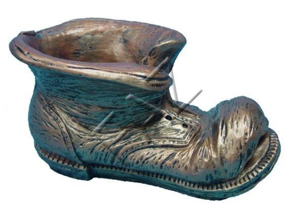 Deco flower pot designed as an old bronze worn out boot 23x41cm