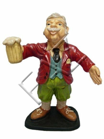 Decor figure designed as a standing old man with a beer 70cm