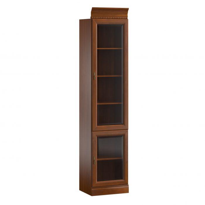 Classic country style wooden bookcase with 2-glass swing doors - Model BA-7