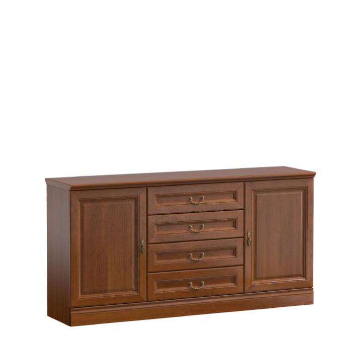 Classic country style wooden chest of 4-sliding drawers & 2-swing doors Model BA-K3P