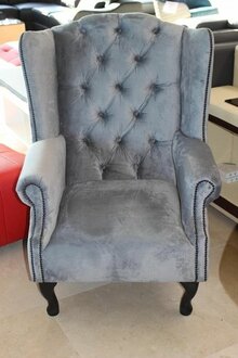 Chesterfield 1 Seater Fabric Wing Chair Armchair Single Seater Sofa New Immediately