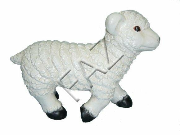 Full white colored decorative sculpture designed as running lamb 30x40cm