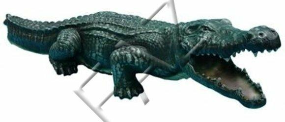 Decorative sculpture designed as an original colored massive angry crocodile 100x25cm