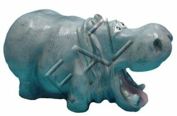 Decorative sculpture designed as a gray colored cartoon hippopotamus 43x28cm