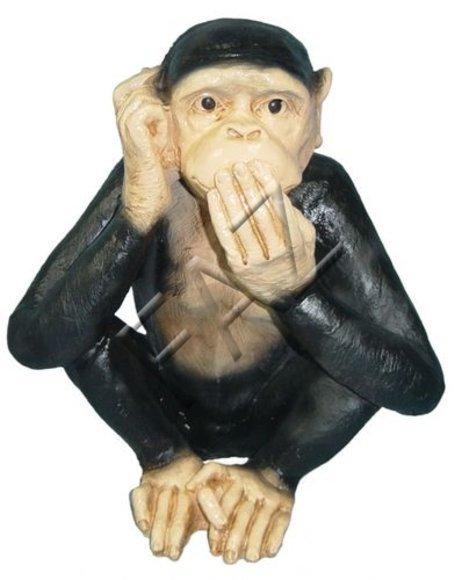 Decorative sculpture designed as an original colored no talking monkey 36cm height