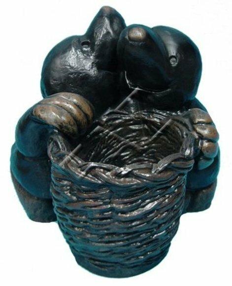 Decorative sculpture designed as two black matte moles with basket 40cm height c159