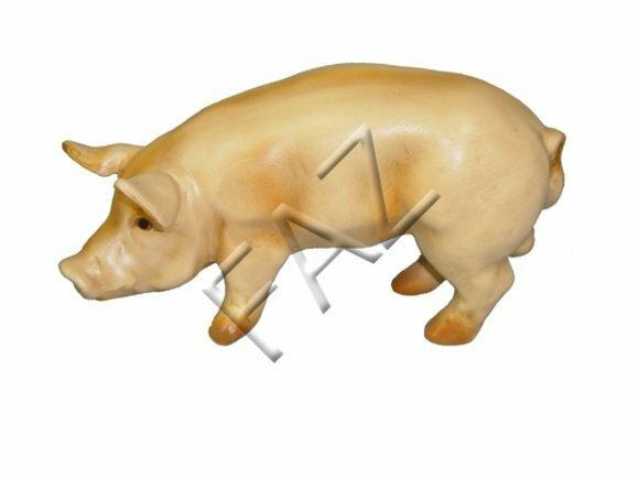 Light pink colored decorative sculpture of massive pig 17x30x30cm c196