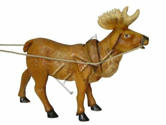 Orange colored decorative sculpture designed as reindeer 50x65cm