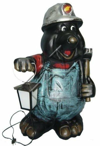 Light designed as decorative black colored mole miner figure 77cm height C220